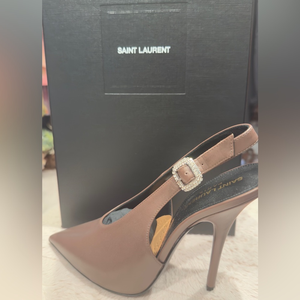 Saint Laurent Women's Tan Slingback Heels
